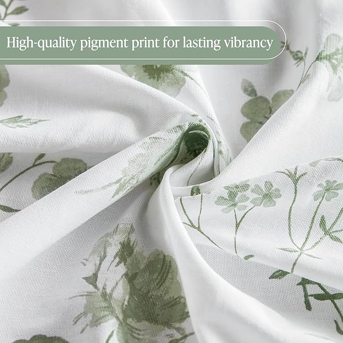 Martha Stewart Martha's Garden Shower Curtain Botanical Floral Print Cotton Shower Curtain for Bathroom, Spa Quality Modern Shower Curtains Standard Size, 72x72 Sage Green
