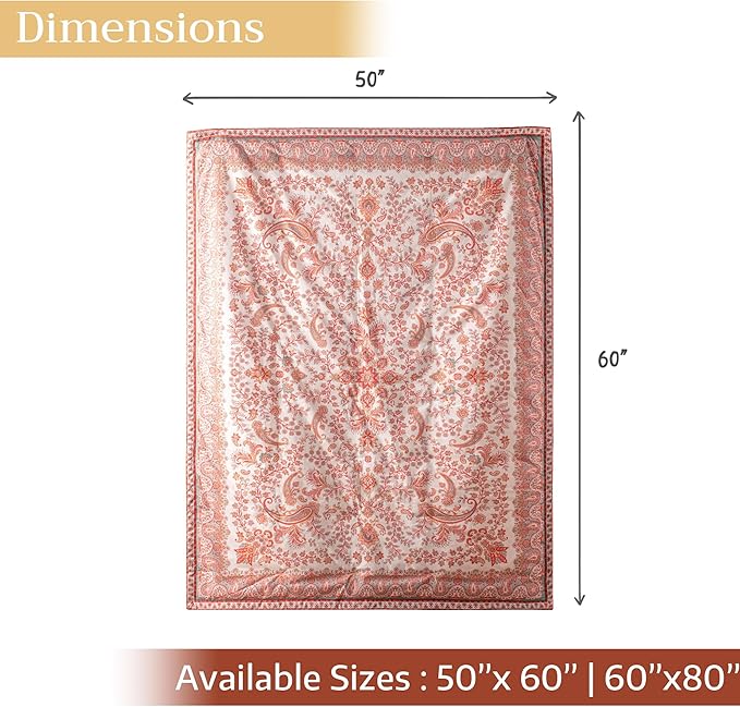 Maison d' Hermine Throw Blanket for Couch Lightweight Soft Warm Breathable Cotton Throw Blankets for Bed Girls Boys Women Men Gifts Sofa Travel Living Room Chair Bedding (60"x80", Cachemire)