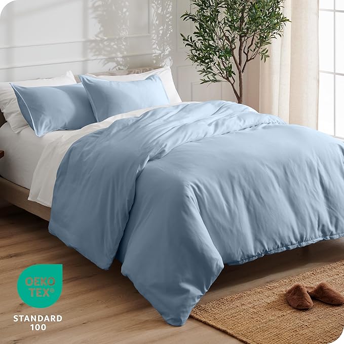 Bare Home Bedding Duvet Cover California King Size - Premium 1800 Super Soft Collection - Lightweight, Cooling - Soft Breathable Bedding Duvet Cover (Cal King, Dusty Blue)