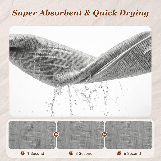 AMOAMI Bath Mat Non Slip Super Absorbent Quick Dry Bath Mats for Bathroom Floor Rubber Backing Washable Bathroom Rugs Modern Woven Jacquard Mat, Beside Tub Bath Rugs, 2' x 5', LightGrey