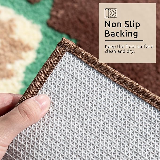 DEXDE Boho Bathroom Rug Runner 20x72 Long Bath Mat for Bathroom Bedroom Hallway Kitchen Luxury Soft Absorbent Large Modern Geometric Carpet Runner Western Farmhouse Decor, Brown