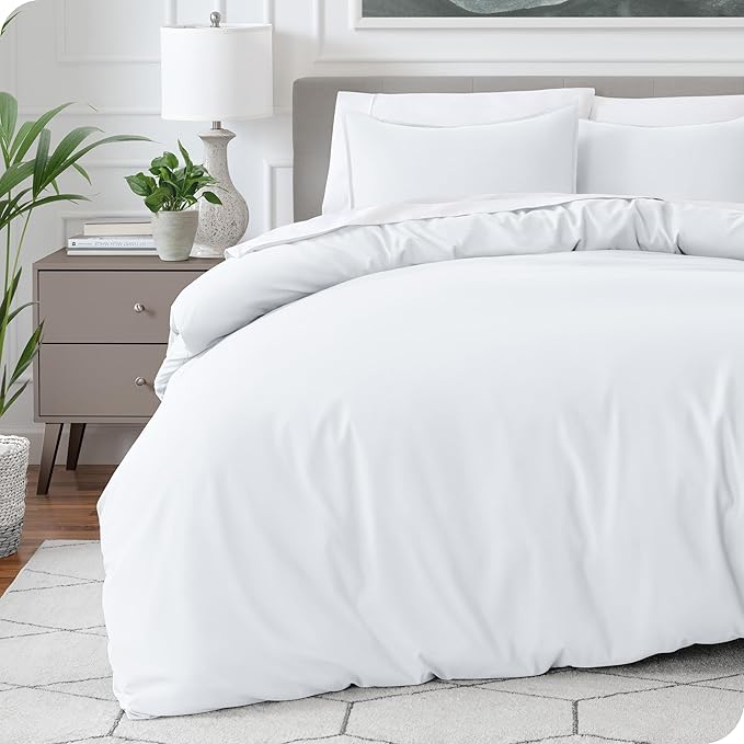 Bare Home Bedding Duvet Cover Extra Long - Premium 1800 Super Soft Collection - Lightweight, Cooling Duvet Cover - Soft Breathable Bedding (Twin/Twin XL, White)