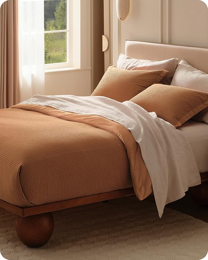 Bedsure Cotton Duvet Cover King - 100% Cotton Waffle Weave Hazel Duvet Cover King Size, GentleSoft™ and Breathable Bedding Set for All Season, 3 Pieces, 104"x90"