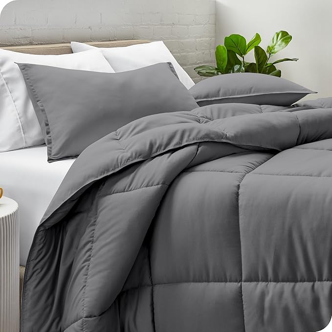 Bare Home Comforter Set - Queen Size - Ultra-Soft - Goose Down Alternative - Premium 1800 Series - Reversible - All Season Warmth (Queen, Chester Buffalo Plaid - White/Black)