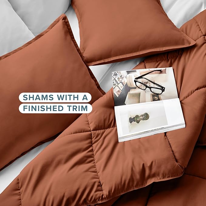 Bare Home Comforter Set - King/California King Size - Ultra-Soft - Goose Down Alternative - Premium 1800 Series - All Season Warmth (King/Cal King, Terracotta)