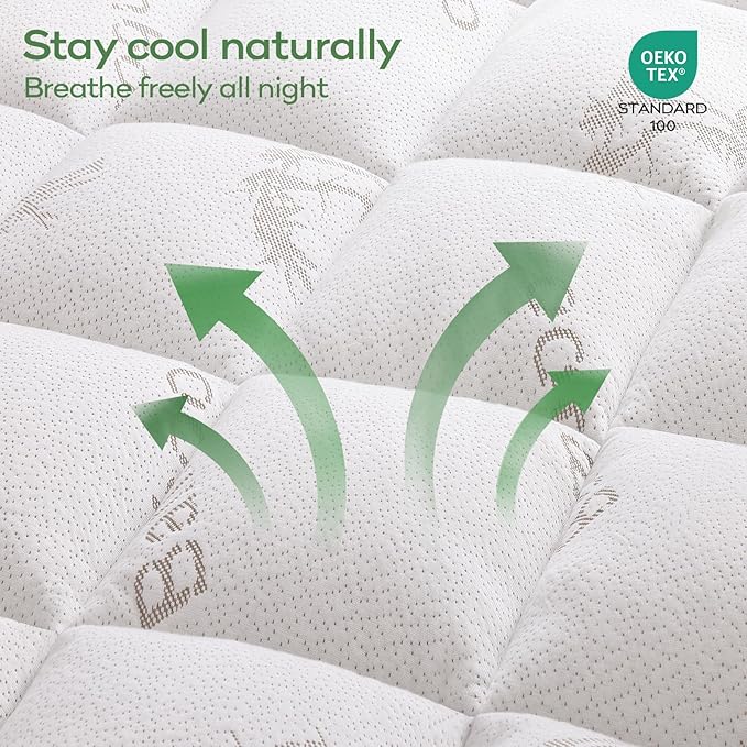 OLANLY Twin Mattress Topper – Viscose Made from Bamboo, Cooling Soft Twin Pillow Top Mattress Pad for Back Pain Relief, Plush Down Alternative Fill Bed Topper with Elastic Deep Pocket, White