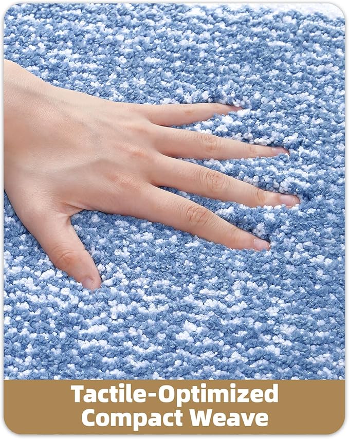 Color&Geometry Simple and Stylish Bathroom Runner Non Slip, 24"x43" Light Blue Bath Runner Rug, Absorbent, Soft, Washable, Microfiber Bath Mat Bathroom Carpet