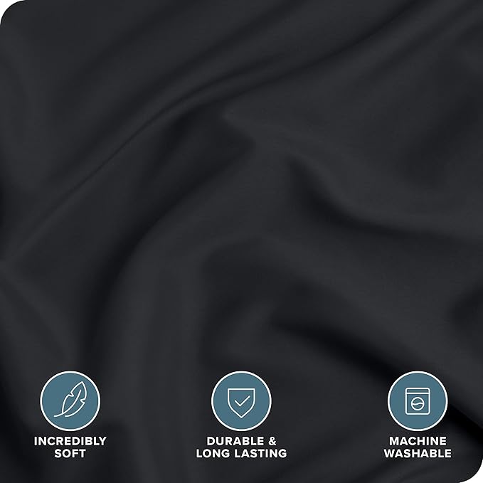 Bare Home Bedding Duvet Cover Oversized Queen Size - Premium 1800 Super Soft Collection - Lightweight, Cooling Duvet Cover - Soft Breathable Bedding (Oversized Queen, Black)