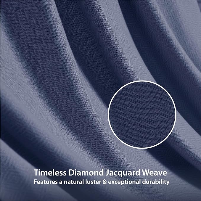 Twin Size Blanket, 70% Rayon (Derived from Bamboo) and 30% Cotton, Lightweight Jacquard Weave, Breathable and Soft Summer Blanket for Bed or Couch, 66” x 90”, Navy
