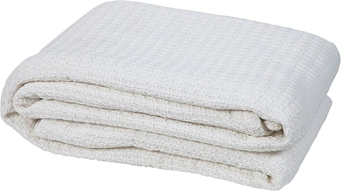 HILLFAIR 100% Combed Cotton Blanket– California King Size Bed Blanket – Warm Soft All Season Breathable Blankets – 102 x 108 inch Extra Large Oversized California King Cotton Blankets for Bed- Ivory