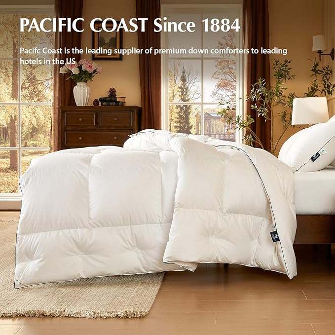 Pacific Coast Down Comforters Twin Size, 100% Cotton Duvet Insert, Extra Fluffy White Comforter, Ultra-Soft, Breathable, All Season Hotel Luxury Bedding Comforters, 8 Corner & Center Loops (68"x90")