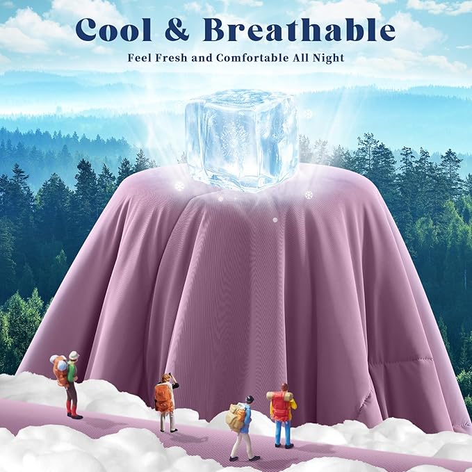 Cooling Comforter Twin Size, Double-Sided Cooling Blanket for Hot Sleepers & Night Sweats, Arc-Chill Q-Max > 0.4 Breathable Ice Blanket, Lightweight Cold Comforter (68''x90'', Muted Pink)