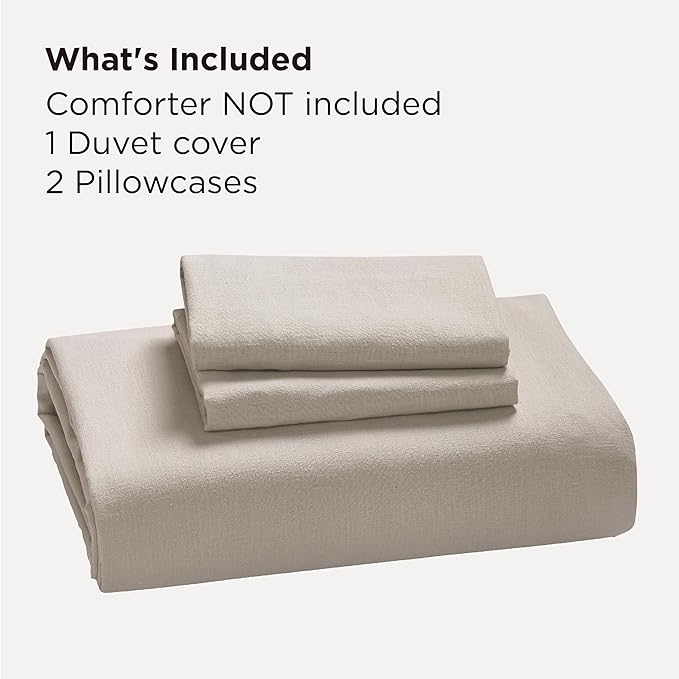 Bedsure Linen Duvet Cover Queen Size - Linen Cotton Blend Bedding Set, Soft & Cozy, 3 Pieces, 1 Duvet Cover 90x90 Inches and 2 Pillowcases, Light Khaki Color Cooling Bedding, Comforter Sold Separately