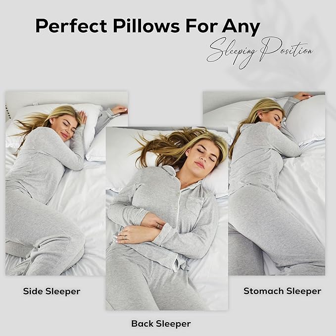GOLD TEXTILES Pillows Queen Size Set of 2 (18x26 Inches)- Gusseted Hotel Quality Medium Firm Pillow - Plush Fiber Filling for Back & Side Sleeper, Easycare (White, 18x26)