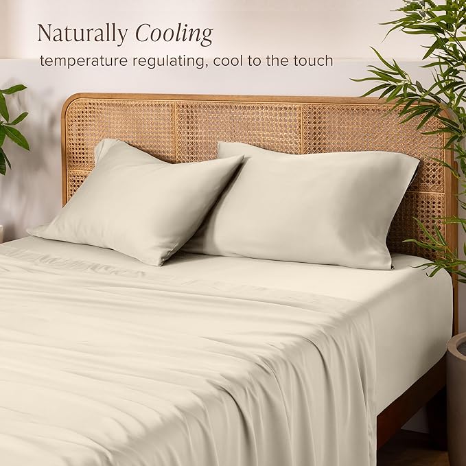 Bare Home 100% Rayon Made from Bamboo King Sheet Set - 4 Piece Bedding Set - Deep Pockets - Breathable - Easy Fit - Bedding Sheets & Pillowcases (King, Sand)