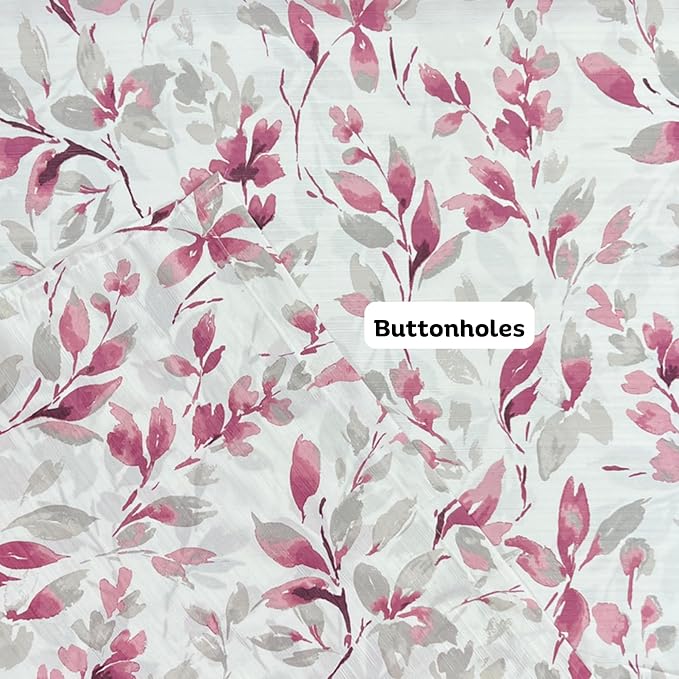 Serafina Home Hotel Quality Fabric Bathroom Shower Curtain: Floral Leaf Damask - Pink, Gray and White (72 x 70 inches)