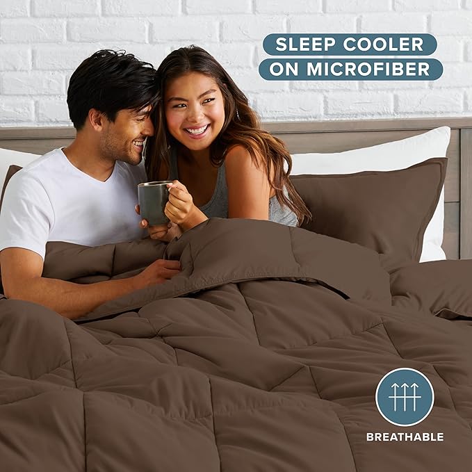 Bare Home Comforter Set - King/California King Size - Ultra-Soft - Goose Down Alternative - Premium 1800 Series - All Season Warmth (King/Cal King, Cocoa)