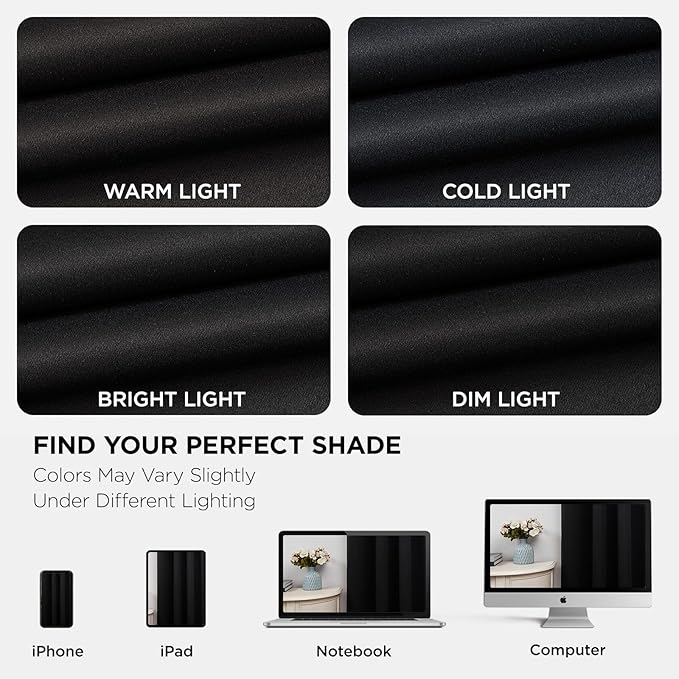 Joydeco Blackout Curtains 63 Inch Length 2 Panels Set, Thermal Insulated Long Curtains& Drapes 2 Burg, Room Darkening Grommet Drapes for Living Room Bedroom Window (W52 x L63 Inch, Black)