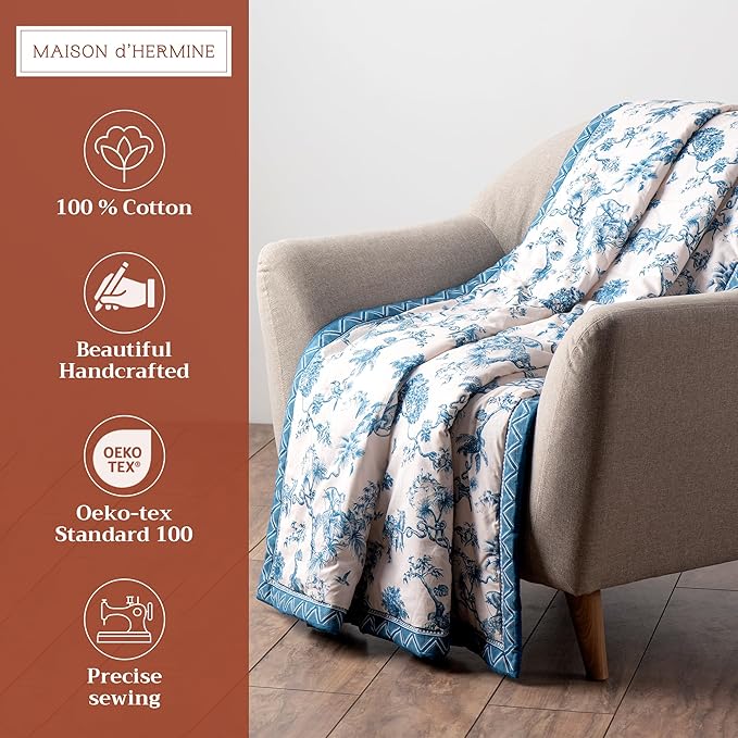 Maison d' Hermine Throw Blanket for Couch Lightweight Soft Warm Breathable Cotton Throw Blankets for Bed Girls Boys Women Men Gifts Sofa Travel Living Room Chair Bedding (60"x80", Bonobo)