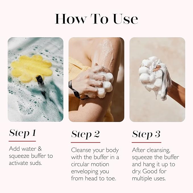 Spongelle French Lavender Wild Flower Buffer Body Scrubber | Bath & Shower Loofah for Women | Exfoliator with Body Wash Infused Sponge | 14+ uses