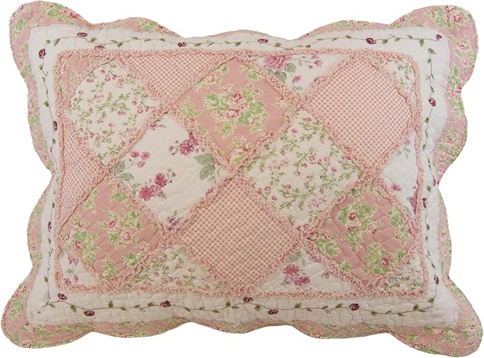 Donna Sharp King Bedding Set - 3 Piece - Strawberry Garden Quilt Set with Quilt and Two Pillow Shams - Machine Washable - Patchwork Design