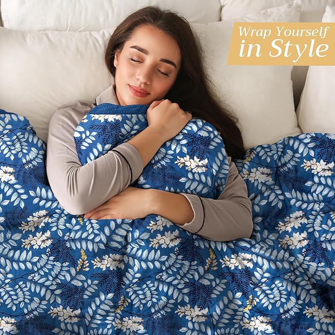 Maison d' Hermine Throw Blanket for Couch Lightweight Soft Warm Breathable Cotton Throw Blankets for Bed Girls Boys Women Men Gifts Sofa Travel Living Room Chair Bedding (50"x60", Feuillage)