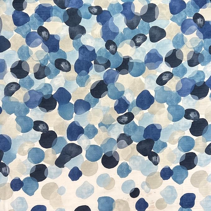 Serafina Home Modern Navy Blue Fabric Shower Curtain for Bathroom: Cascading Water Splash Pattern of Navy, Light Blue Light Grey and White