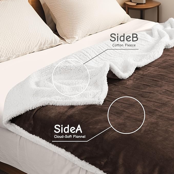Electric Heated Blanket Full Size 72"x84", Soft Flannel with Overheat Protection, 6 Adjustable Heat Settings & 10-Hour Auto-Off Timer, Fast Heating for Winter Comfort, Dark Brown