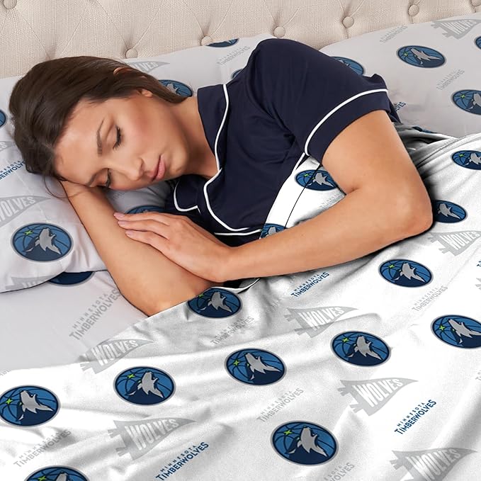 Northwest Officially Licensed Minnesota Timberwolves NBA Twin Size Sheet Set – Soft Team Logo Bedding for Dorms, Bedrooms, Fan Caves & Game Day Style