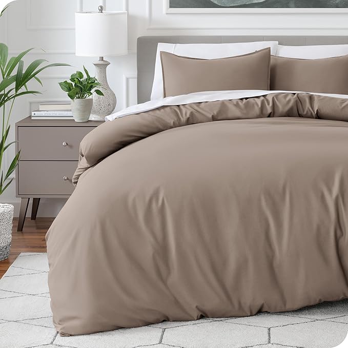 Bare Home Bedding Duvet Cover Full Size - Premium 1800 Super Soft Collection - Lightweight, Cooling - Soft Breathable Bedding Duvet Cover (Full, Taupe)