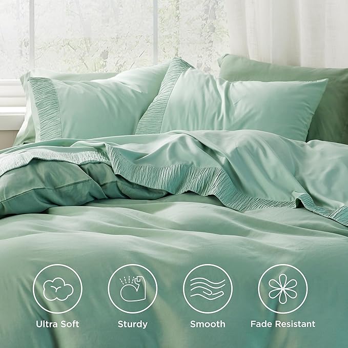 Bedsure Full Size Bed Sheets - 4 Pieces Soft Full Sheet Set - Breathable & Cooling - Hotel Luxury - Easy Care Polyester Microfiber Bedding for Women, Men, Mint Green