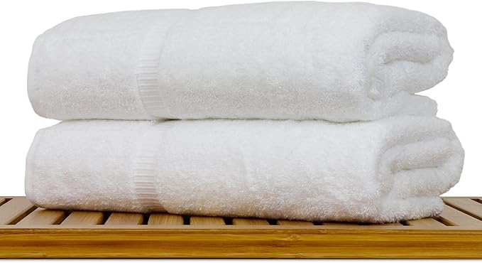 Luxury Hotel & Spa Ultra Soft Bath Towels 100% Turkish Cotton - White - Set of 2