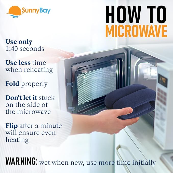 SunnyBay Microwave Heating Pad, Microwavable Moist Heated Neck and Shoulder Wrap, Versatile Weighted Beanbag Cold Pack or Warm Compress for Pain Relief, 26x4 Inches, Made in USA, Sky Blue