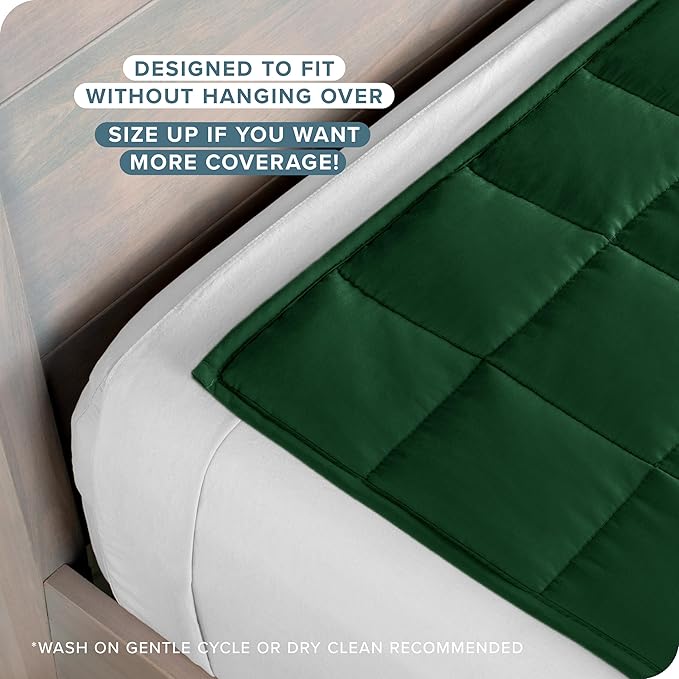 Bare Home Weighted Blanket All-Natural 100% Cotton with Nontoxic Glass Beads 60"x80" 17lbs, Green