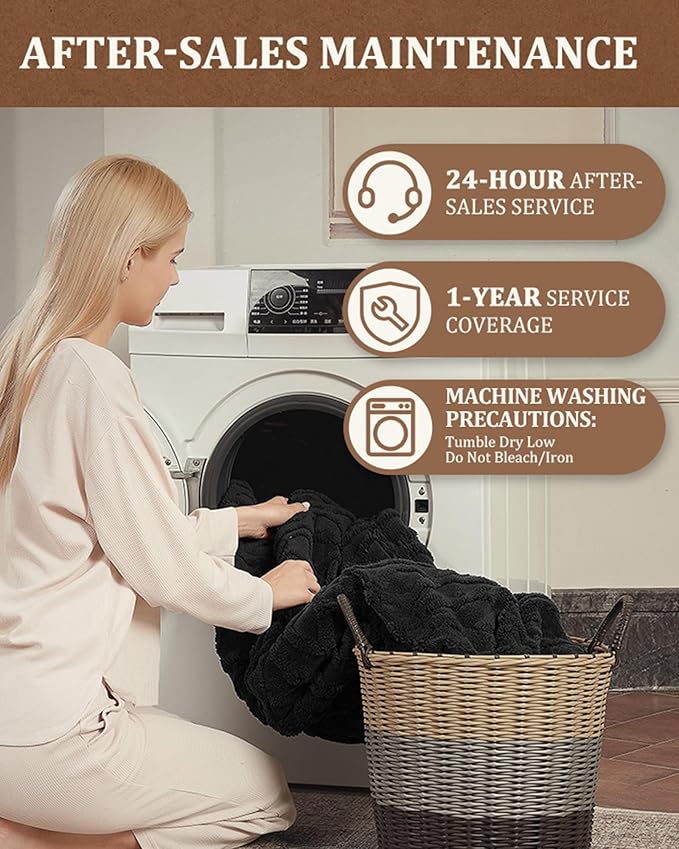CAROMIO Electric Blanket Full Size - Thick Tufted Sherpa Heated Blanket Full Size with 10 Heating Levels and 10 Time Settings, ETL Certified Machine Washable Fast Heating Blanket Full 72"×84", Black