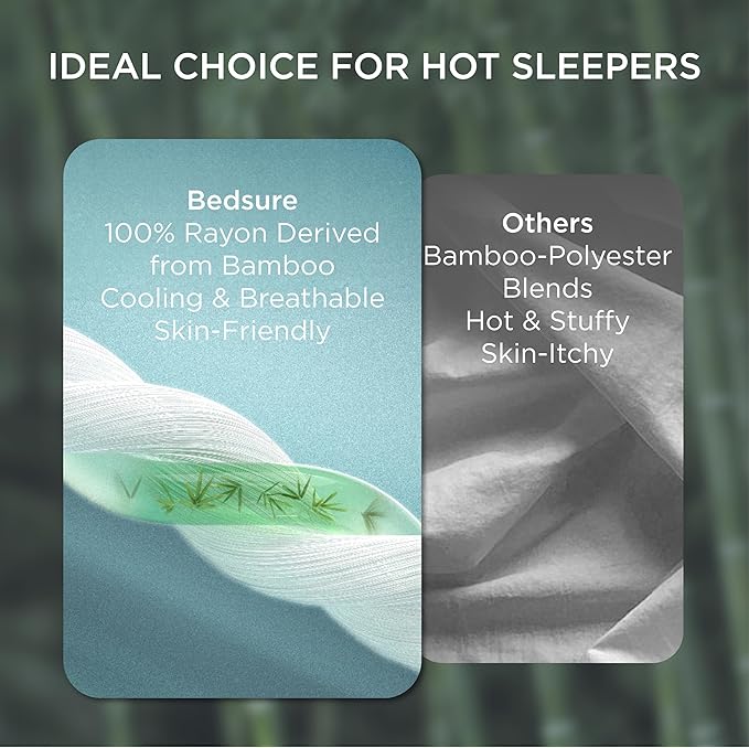 Bedsure Cooling Pillow Cases Standard Size, Rayon Derived from Bamboo Standard Pillowcases, Line Pillow Cases Set of 2, Breathable & Soft Bedding Pillow Covers with Envelope Closure, 20x26 Inches