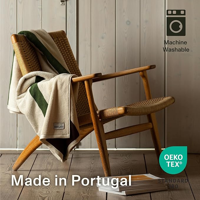 Towels - Ultra Soft, Thick and Plush, Reversible - 2 PC Luxury Bath Sheets (35"x 70"), 550 GSM,100% Combed Cotton, Made in Portugal, Perfect for Home and Bathroom, Wildwood Cognac -Janus