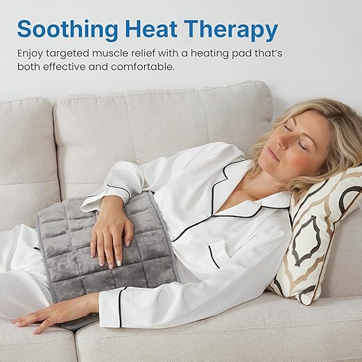 Gentle Pressure Heating Pad – Weighted Electric Pad with Soothing Heat & Balanced Pressure, 5 Heat Levels, Auto Shut-Off, Machine Washable Heat Pad for Neck & Shoulder, Gray