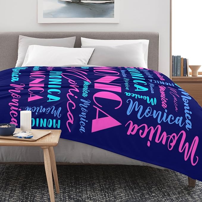 Name Blanket Personalized Blanket for Adult Kids Flannel Customize Throw Blanket Custom (Color 29, 50 x 60 Inches)