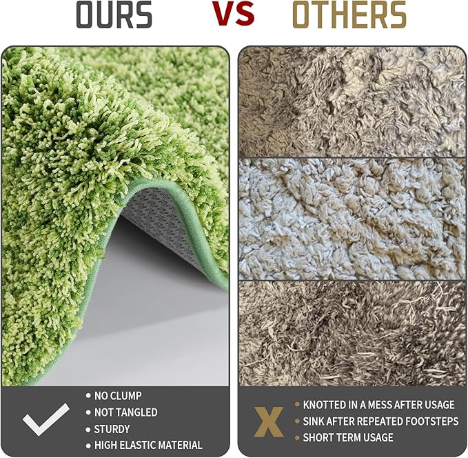 Yimobra Bathroom Rugs Non Slip Washable, Ultra Soft and Water Absorbent Bath Mats, Plush Fluffy Shower Mat Outside, Microfiber Thick Matts for Bathroom Floor/Sink, 24x17, Light Green and Dark Green