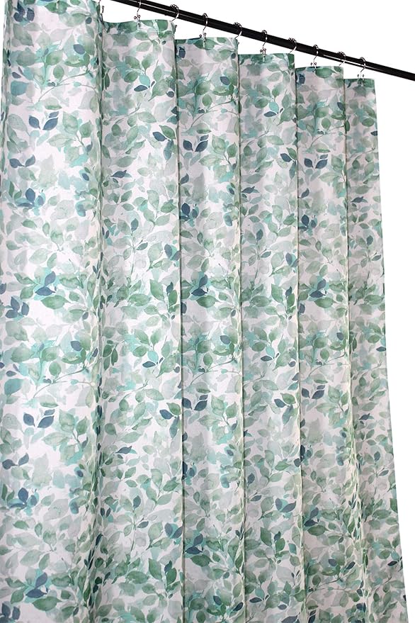 Serafina Home Hotel Quality Fabric Bathroom Shower Curtain: Lush Nature Leaf - Sage Green Grey Teal (Lush Nature, 72 x 70 inches)