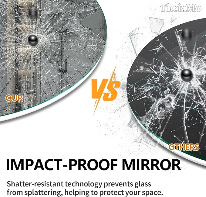 Round LED Mirror for Bathroom, 28" Circle Frameless Backlit Mirror with Lights, Wall Mounted Vanity Mirror, 3 Colors, Dimmable, Anti-Fog, IP65 Waterproof, Memory Function, UL Listed