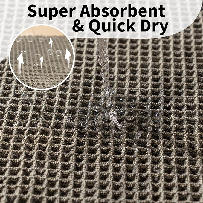Waffle Runner Bath Mat - Long Boho Bathroom Rugs Non Slip Washable, Super Absorbent & Quick Dry, Soft Bath Mat Farmhouse Bathroom Decor, 24'' x 72'', Olive Green