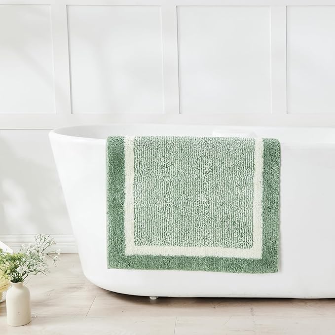 CozeCube Bath mats for Bathroom Non Slip, Fluffy Absorbent Microfiber Bath mat Washable, Aesthetic Bathroom Rugs, Long Sage Green Bath Runner, Sage Green, 59" x 24"