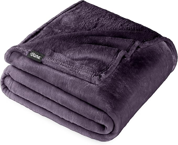 Bare Home Fleece Blanket - Twin/Twin Extra Long - Ultra-Soft Lightweight for Bed, Sofa, and Couch - Luxury Microplush - Cozy Warm Blanket (Twin/Twin XL, Eggplant)