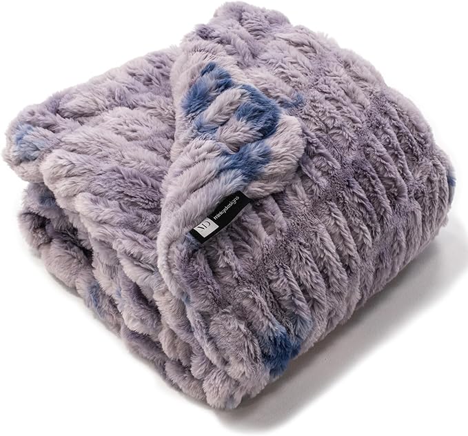 Minky Designs Blueberry Minky Blanket – Ultra Soft Faux Fur Throw Blanket for Couch, Bed & Home – Fluffy, Warm & Luxurious – Chic Collection (X-Large, 60x84)