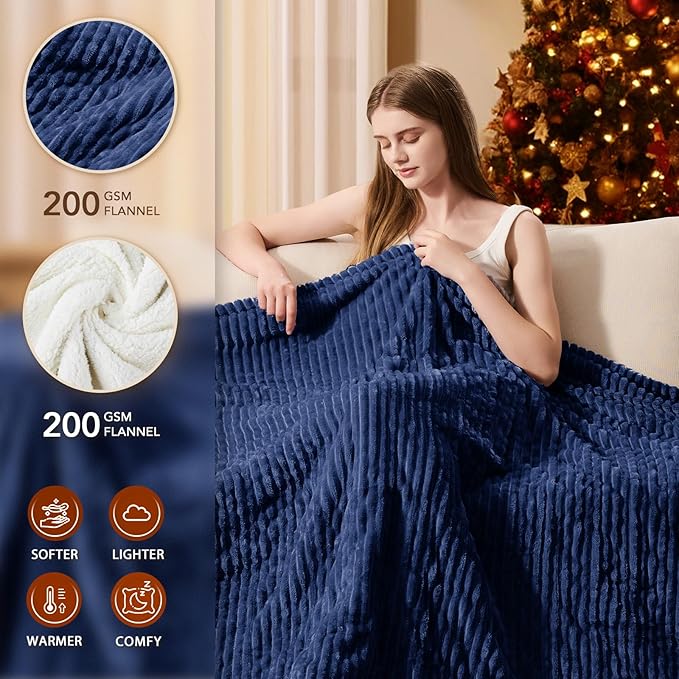 Homemate Electric Blanket Queen Size - 84"x90" Heated Blanket Queen Size 1/2/4/6/8 Hours Auto-Off 10 Heat Levels Over-Heat Protection Soft Flannel Sherpa ETL Certification