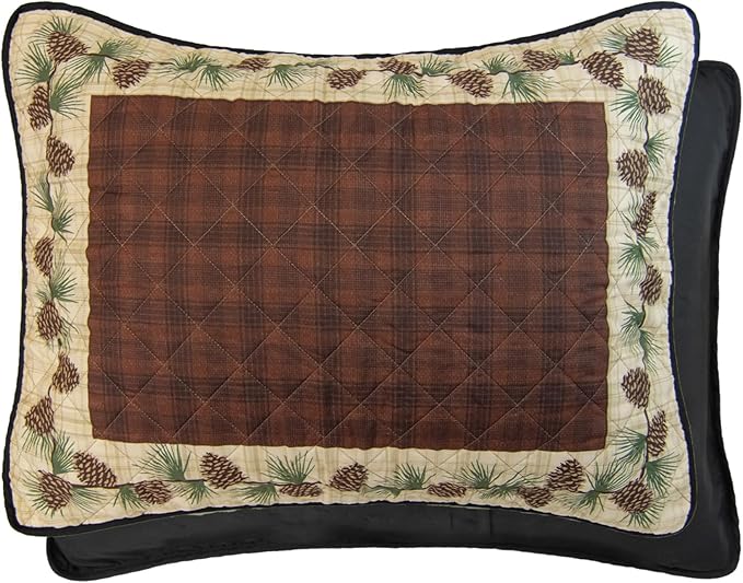 Donna Sharp Pine Circle Polyester Bedding Set - 3-Piece Queen Size Quilt Set - Includes 1 Quilt and 2 Standard Pillow Shams - Machine Washable - Traditional Design