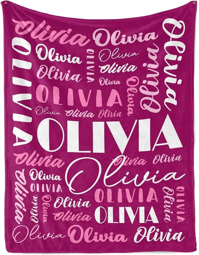 Name Blanket Personalized Blanket for Adult Kids Flannel Customize Throw Blanket Custom (Color 30, 30 x 40 Inches)