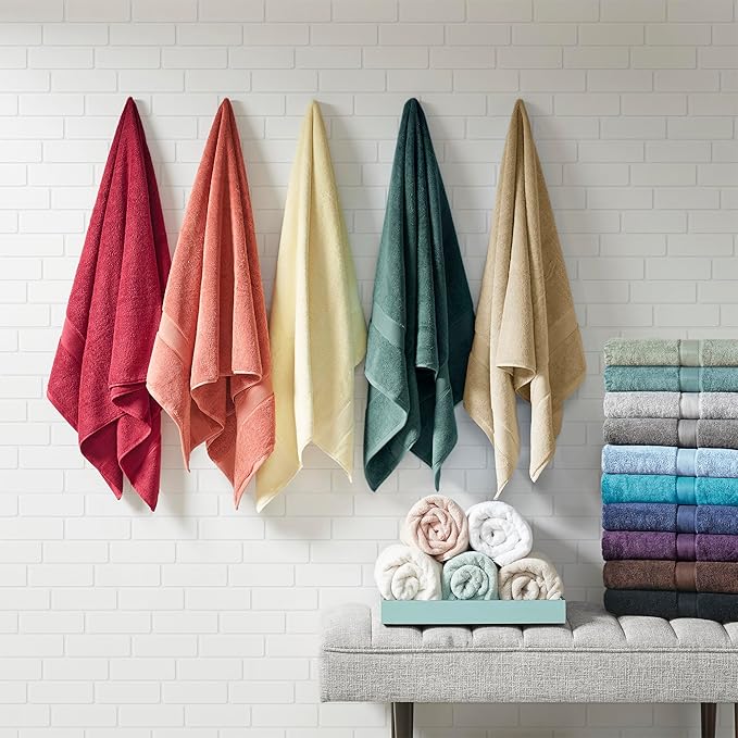 Madison Park 800GSM Bathroom Towel Set of 8 100% Cotton Bath Towel Set for Bathroom Luxurious Highly Absorbent 2 Bath Towels 2 Hand Towels 4 Washcloths Quick Dry Spa Quality White